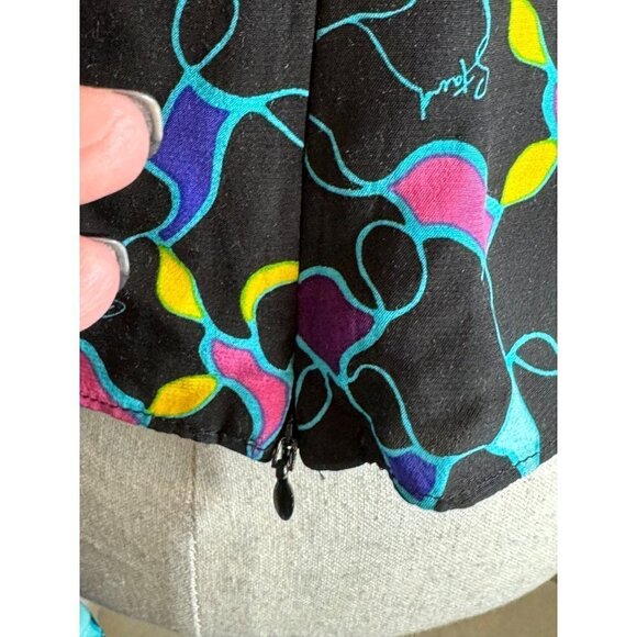 Staud Black Multicolor Print Long Sleeve Sweetheart Neck Josephine Top 6 - Picture 9 of 13